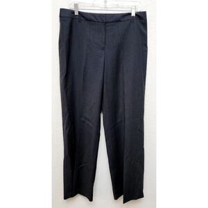 Ann Taylor Loft Black Pinstripe Julie Dress Pants 8P Flat Front Lined Soft